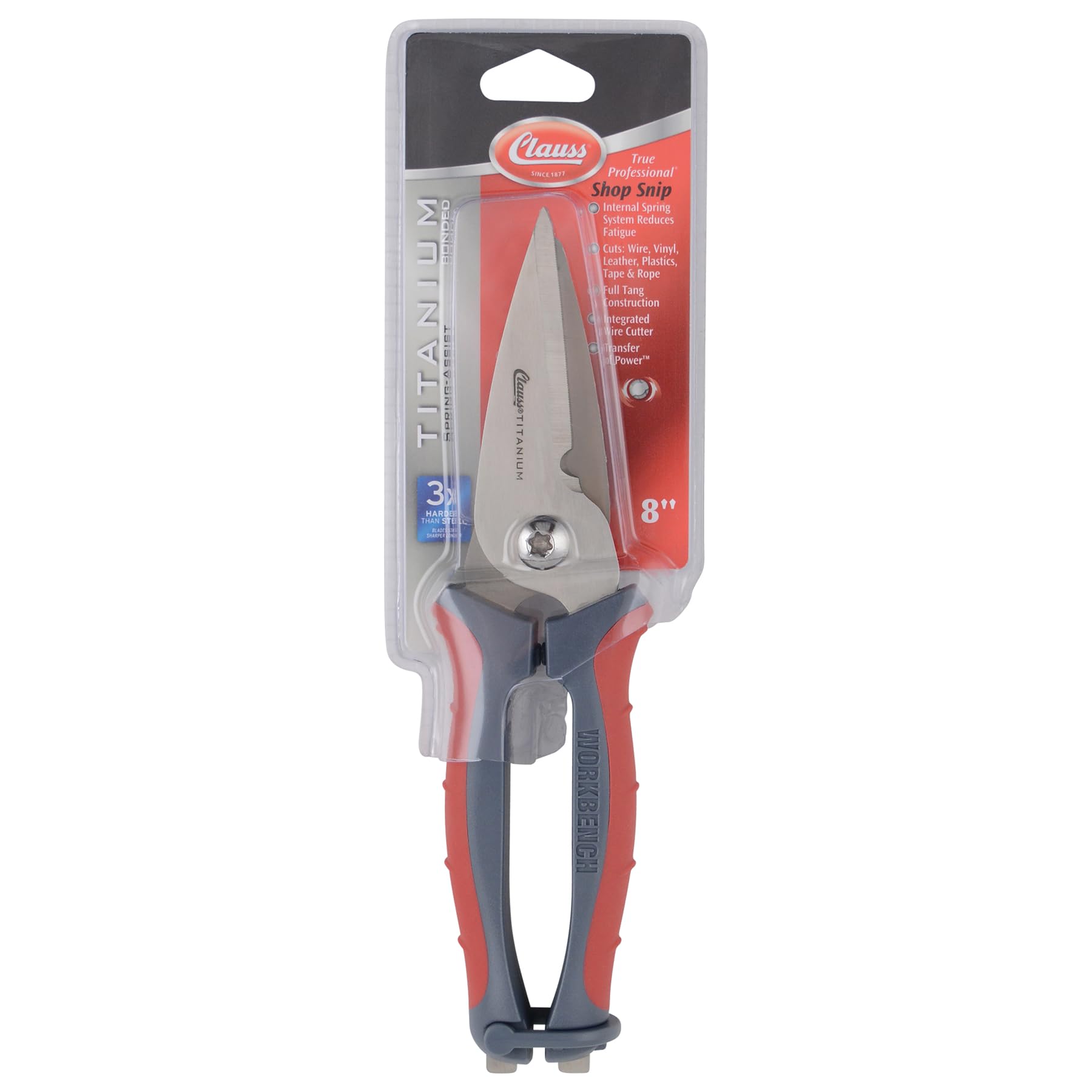 Clauss 20462 8-Inch Spring Assist Titanium Snips, All Purpose Heavy Duty Snips for Thick, Tough Materials - Image 6