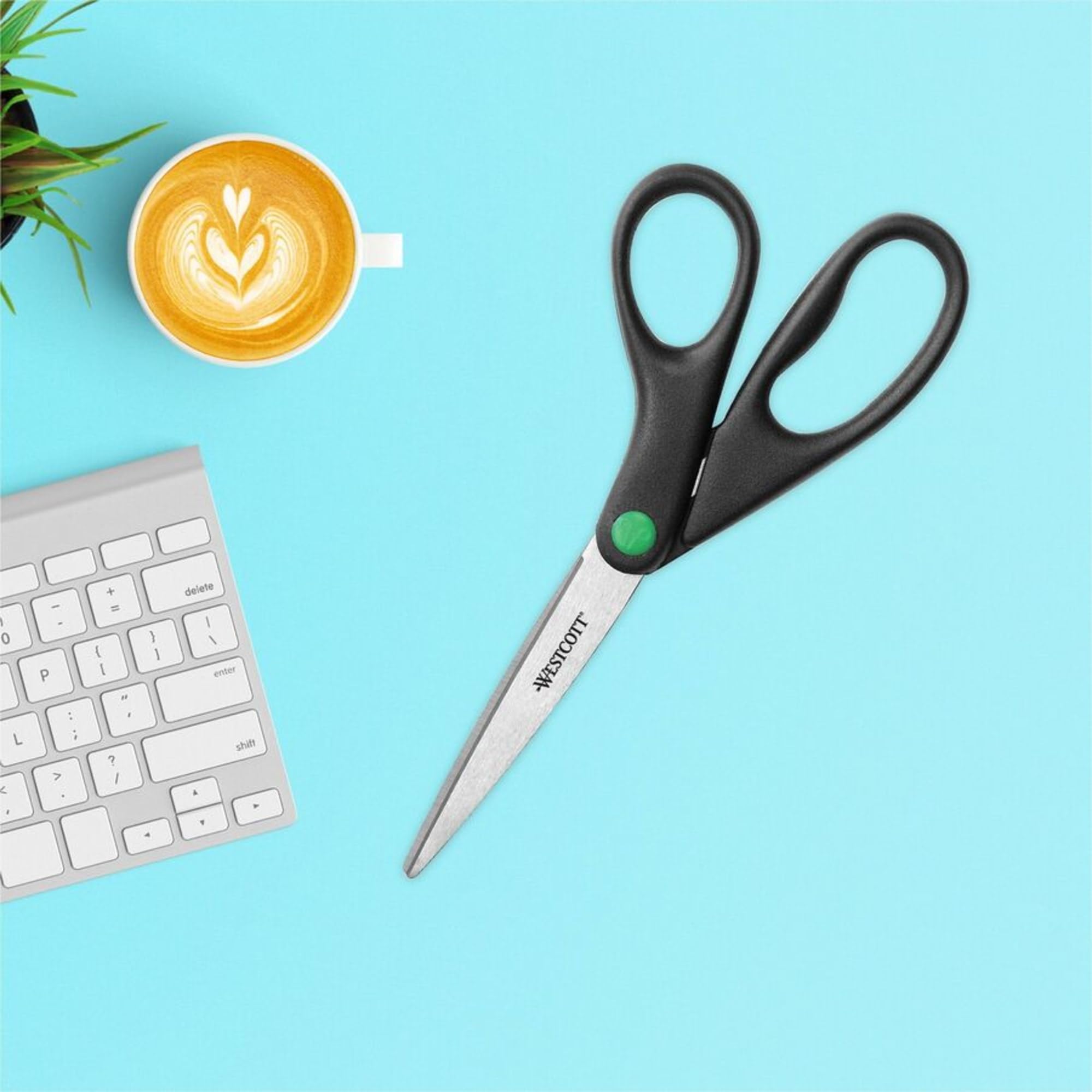 Wescott Kleenearth Recycled Stainless Steel Scissors, 8" Straight, Black (41418) - Image 3