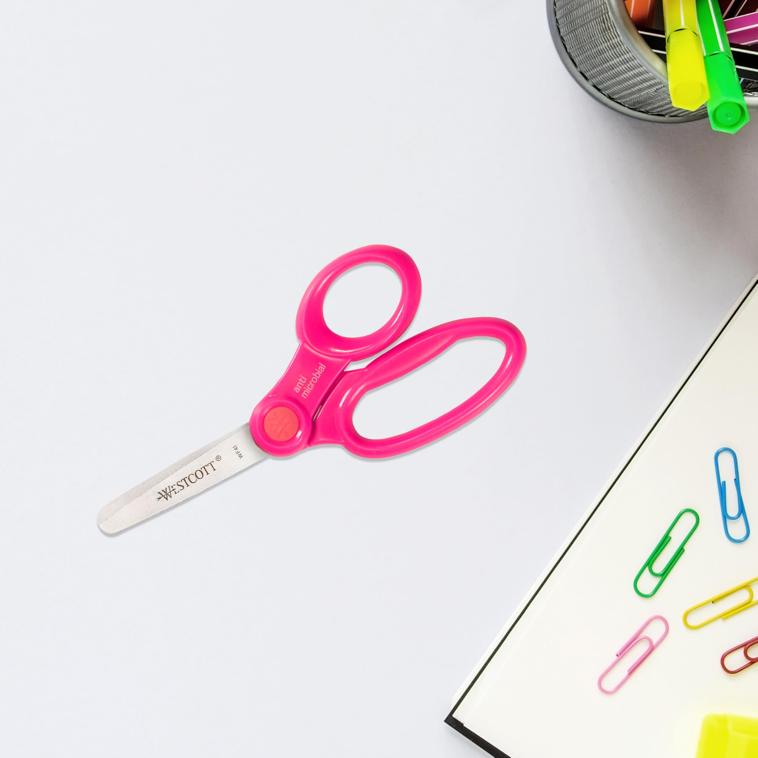 Westcott 14871 Right- and Left-Handed Scissors, Kids' Scissors, Back to School, Classroom Supplies, Ages 4-8, 5-Inch Blunt Tip, Assorted, 12 Pack - Image 5