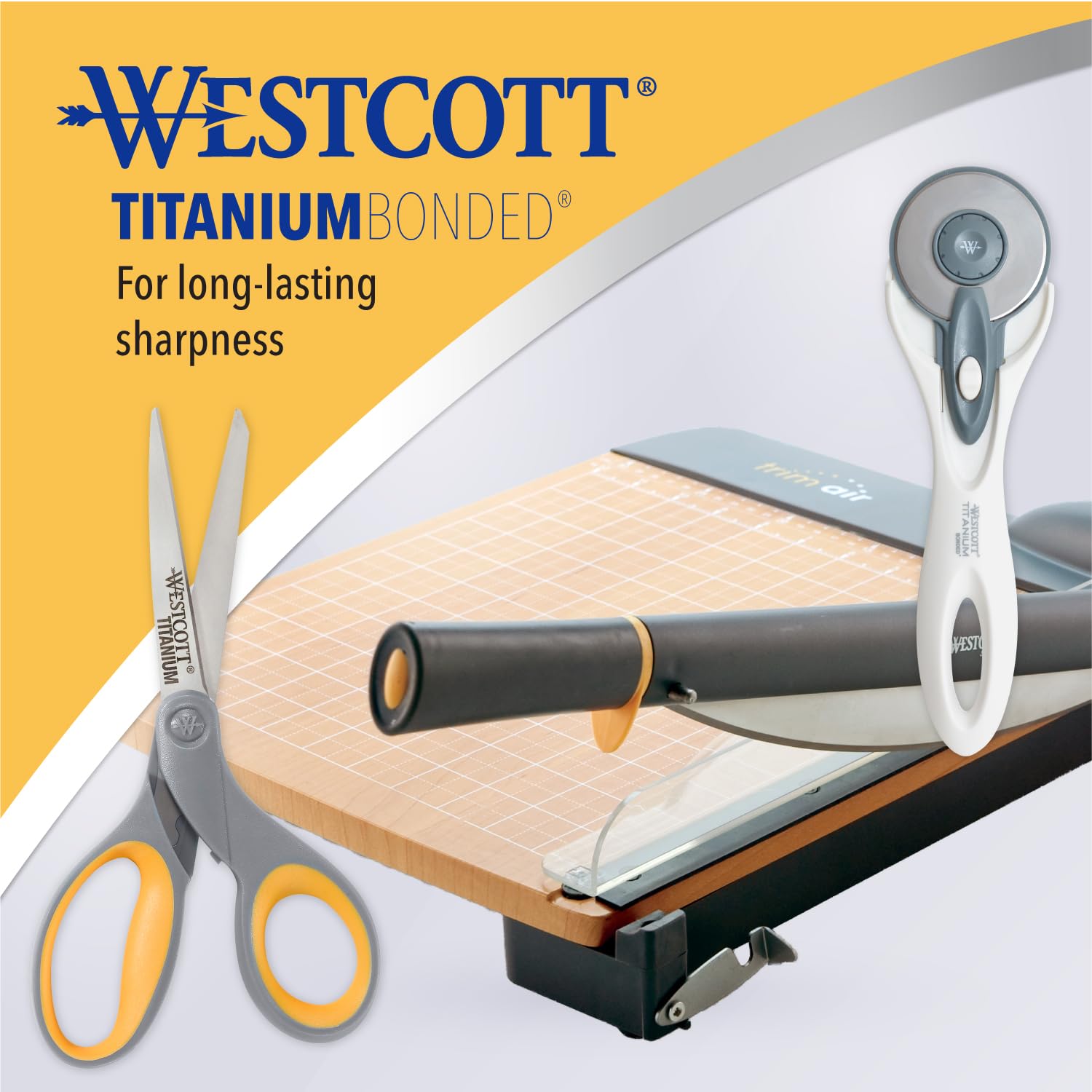 Westcott 8-Inch Titanium Bonded Scissors for Home, Office, and Classroom - Perfect for Cutting Paper, Sewing, and Crafts - Heavy-Duty Design with Soft Handle - Gray/Yellow - 4-Pack - Image 5