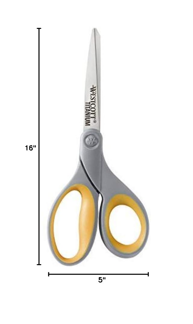Westcott 8-Inch Titanium Bonded Scissors for Home, Office, and Classroom - Perfect for Cutting Paper, Sewing, and Crafts - Heavy-Duty Design with Soft Handle - Gray/Yellow - 4-Pack - Image 7