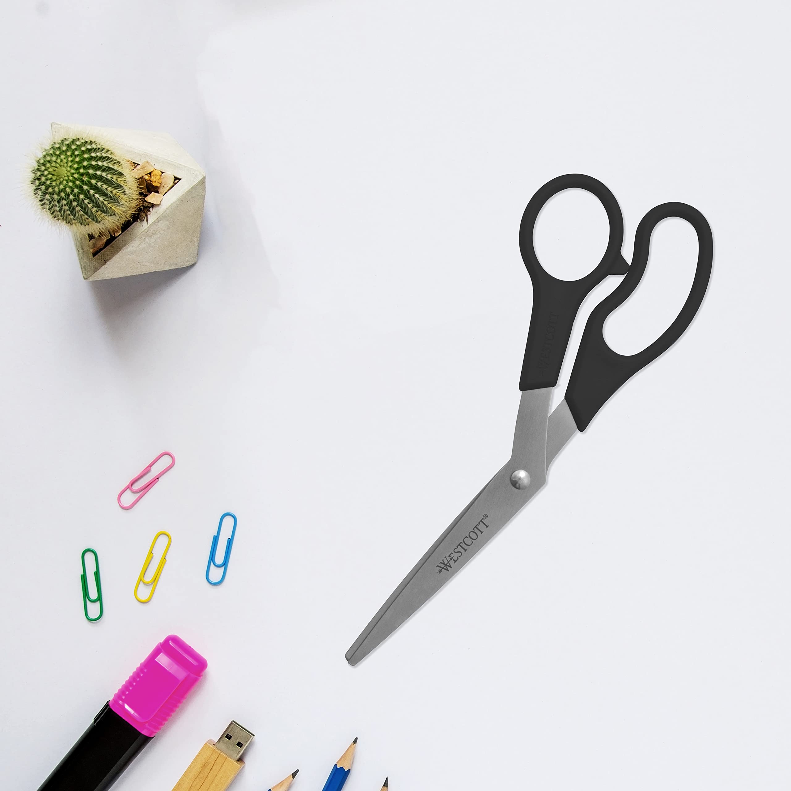 Westcott All Purpose Value Scissors, 8" Bent, Pack of 3, Black (13402) - Image 8