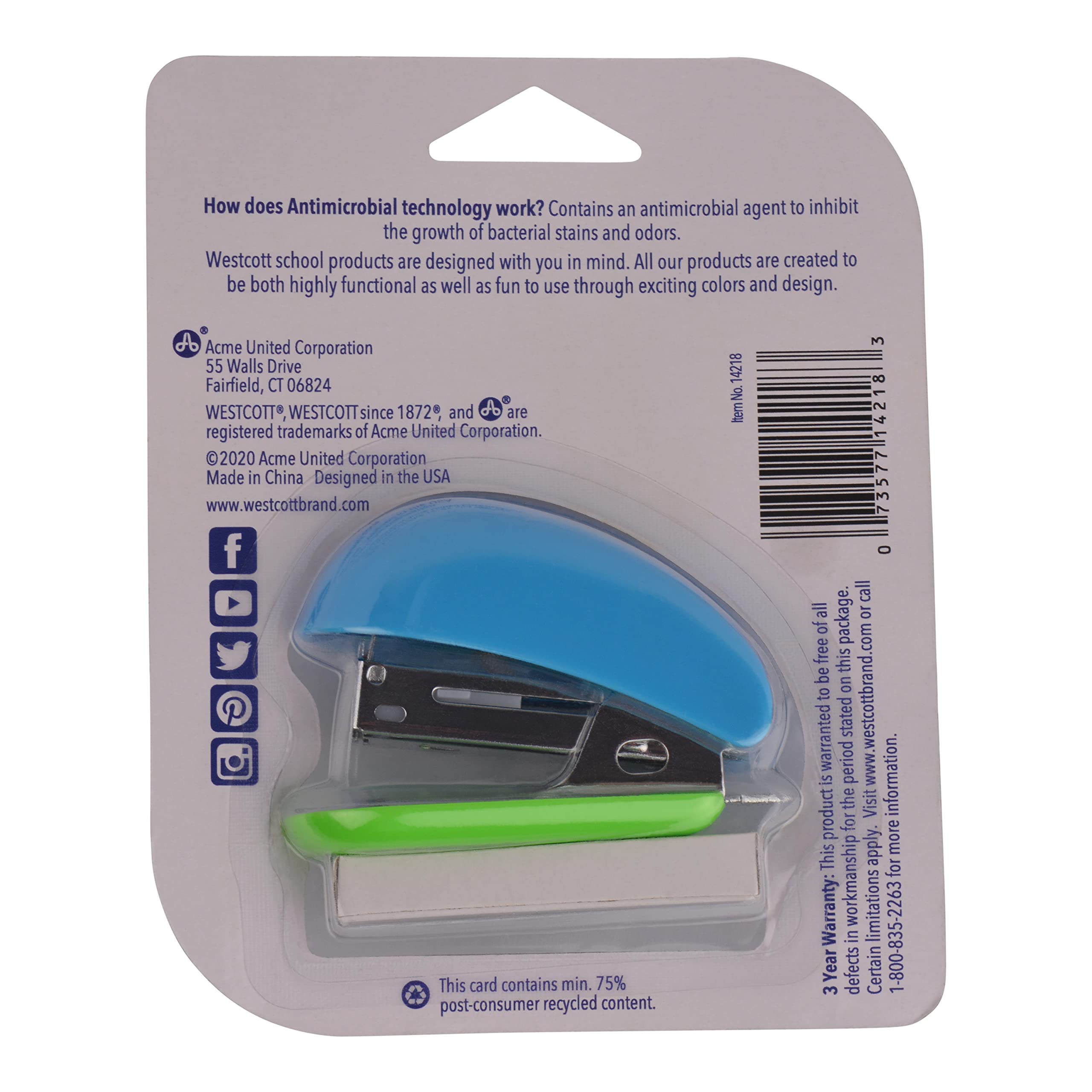 Westcott Assorted Colors Stapler with 200 Staples, Mini - Image 8