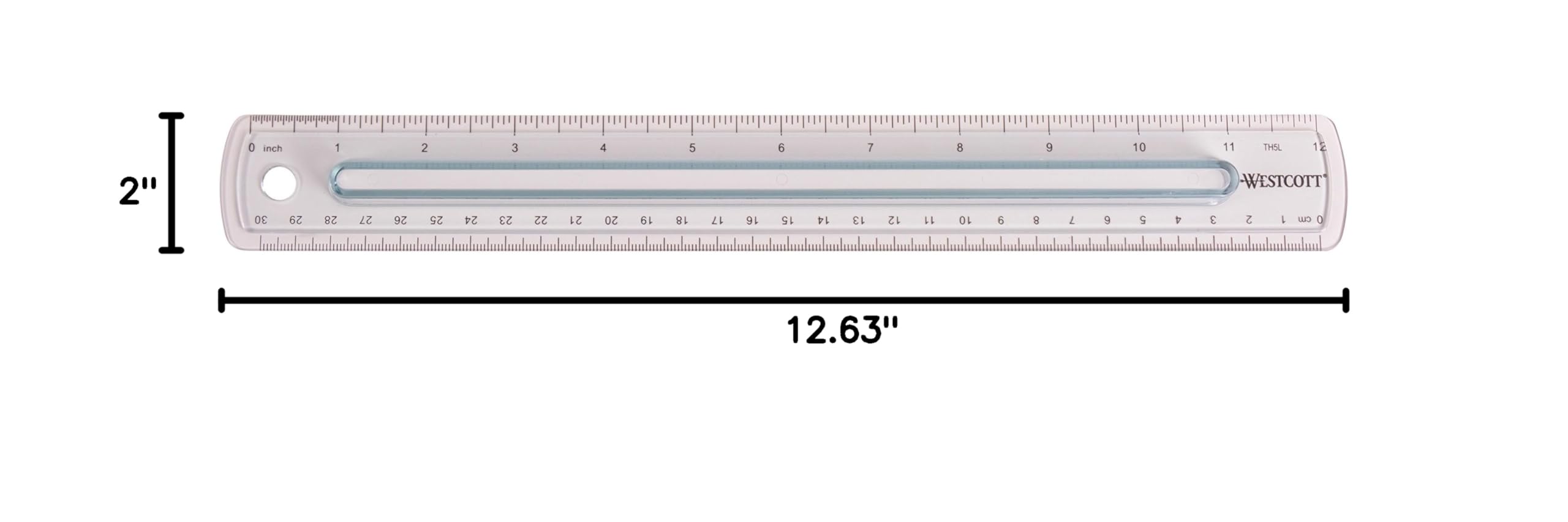 Westcott Finger Grip Ruler, Back-to-School, Smoke Gray, School Supplies, Classroom Supplies, 12-Inch - Image 6