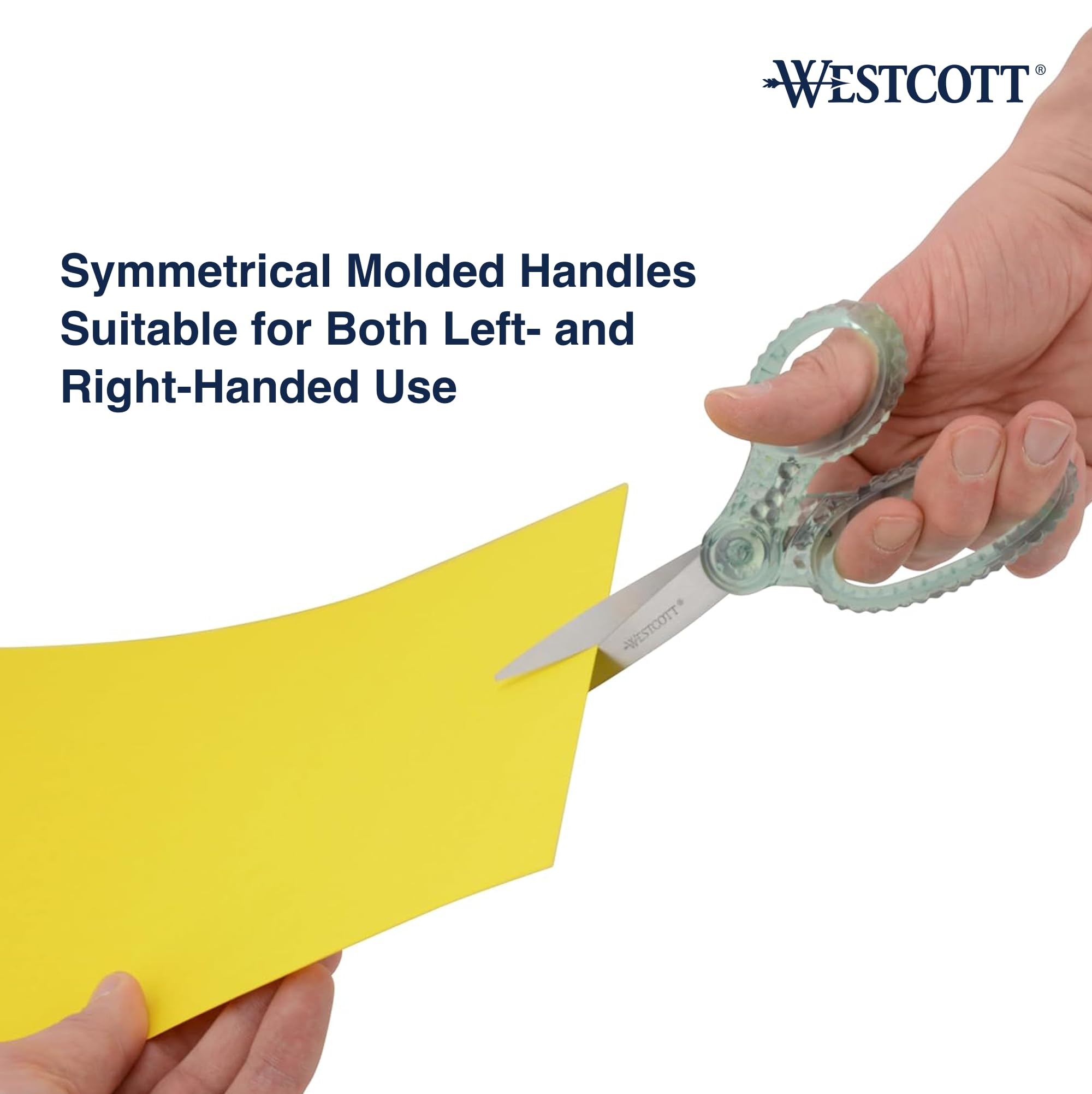 Westcott GEM Crystal-Design 7-Inch Pointed Student Scissors for Ages 12+, Classroom Essential with Comfortable Grip, Ideal for Left or Right Hand, Back to School, School Supplies, Green - Image 6