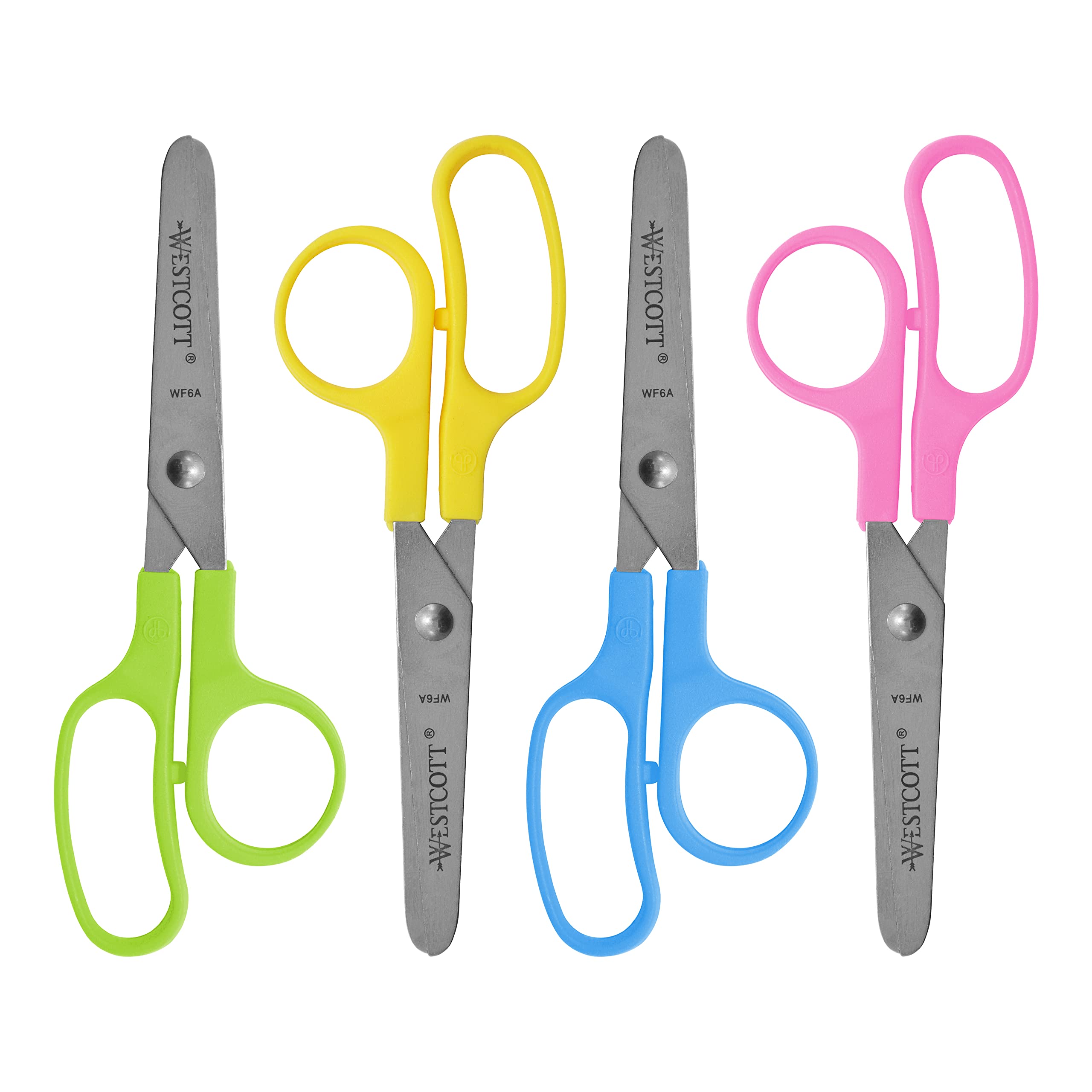 Westcott Kleencut Kids Blunt Scissors with Storage Rack, 5", Set of 12, Assorted Colors - Image 3