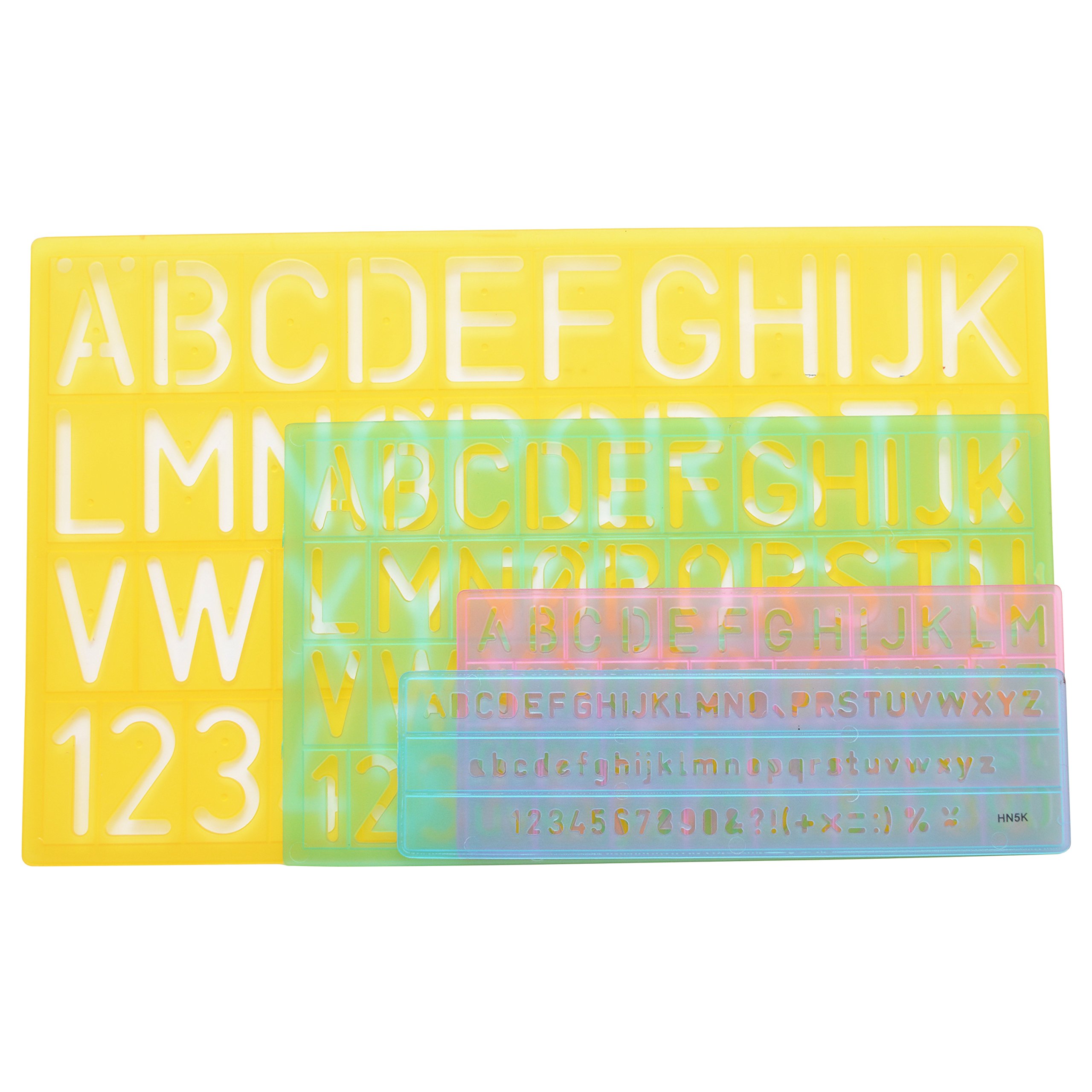 Westcott Lettercraft Plastic Lettering Guide Set, Color Varies, Set of 4 (02145) - Image 3