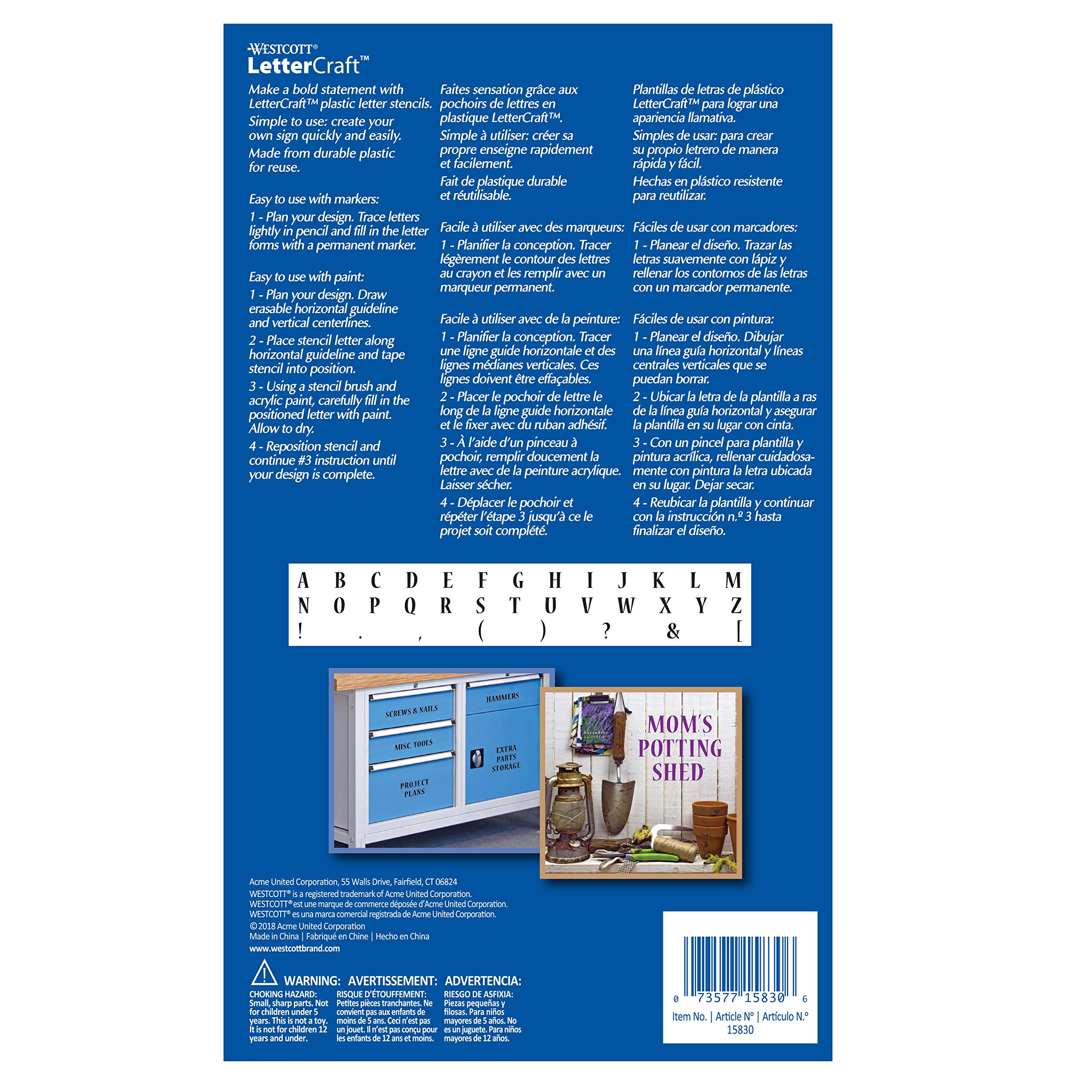 Westcott LetterCraft Stencil, Nueva Font, 4-Inch Characters (SN4-C/15830) - Image 7