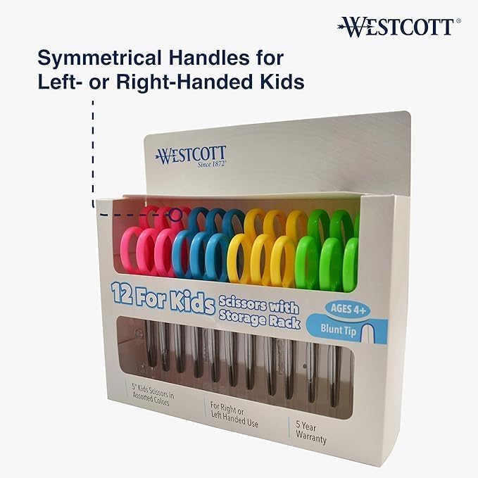 Westcott School Left and Right Handed Kids Scissors, 5" Blunt, Pack of 12, Assorted - Image 13