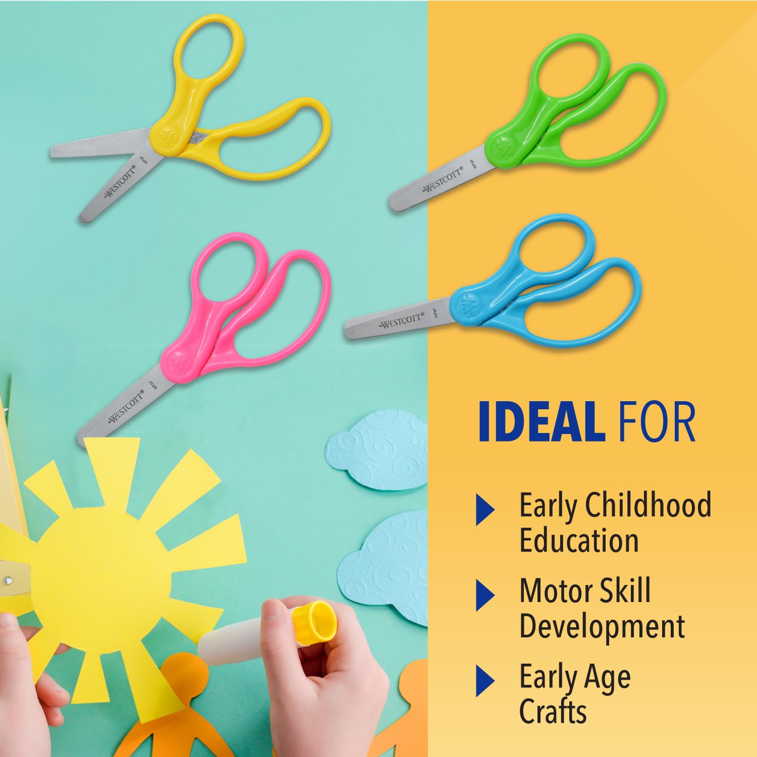 Westcott School Left and Right Handed Kids Scissors, 5" Blunt, Pack of 12, Assorted - Image 4