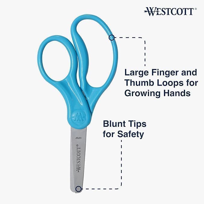 Westcott School Left and Right Handed Kids Scissors, 5" Blunt, Pack of 12, Assorted - Image 9