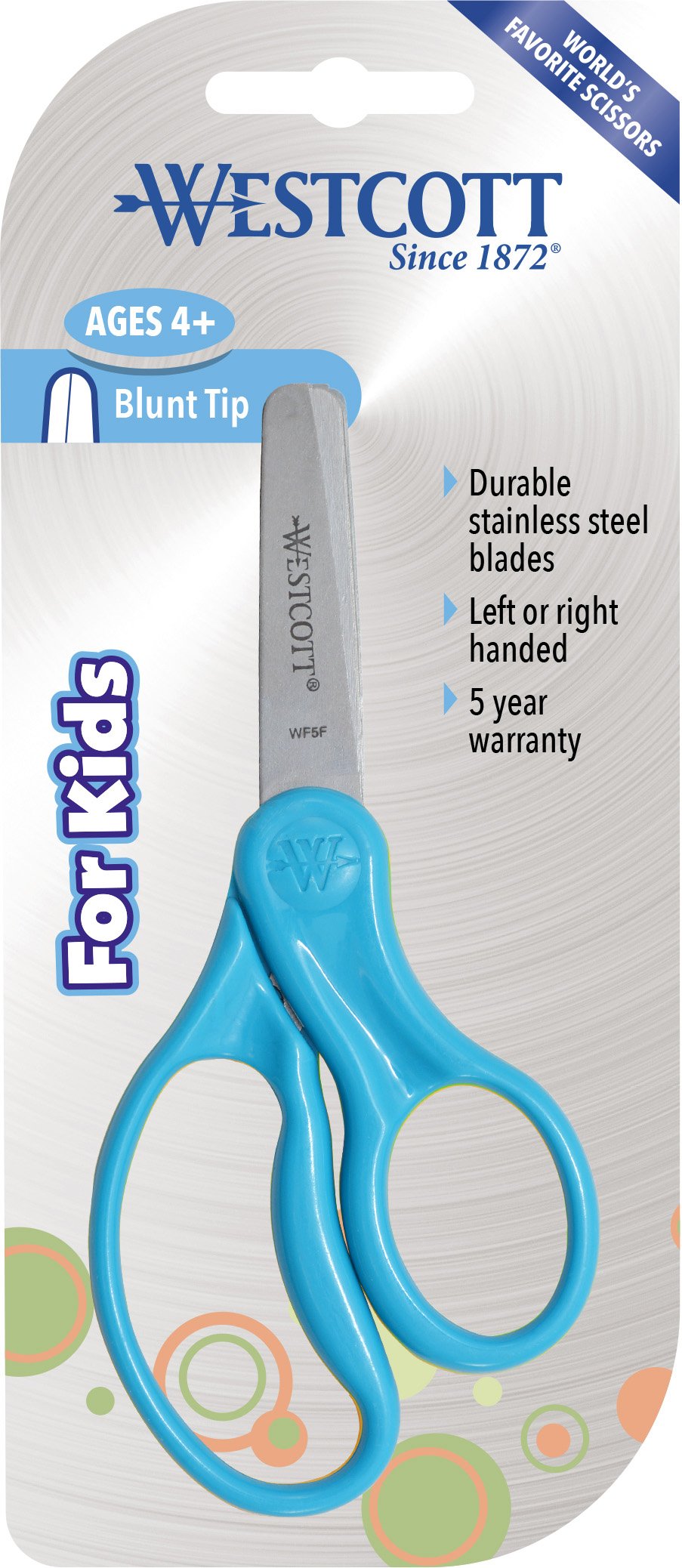 Westcott School Left and Right Handed Kids Scissors, 5 Inch Pointed, Blue, single, 16097 - Image 3