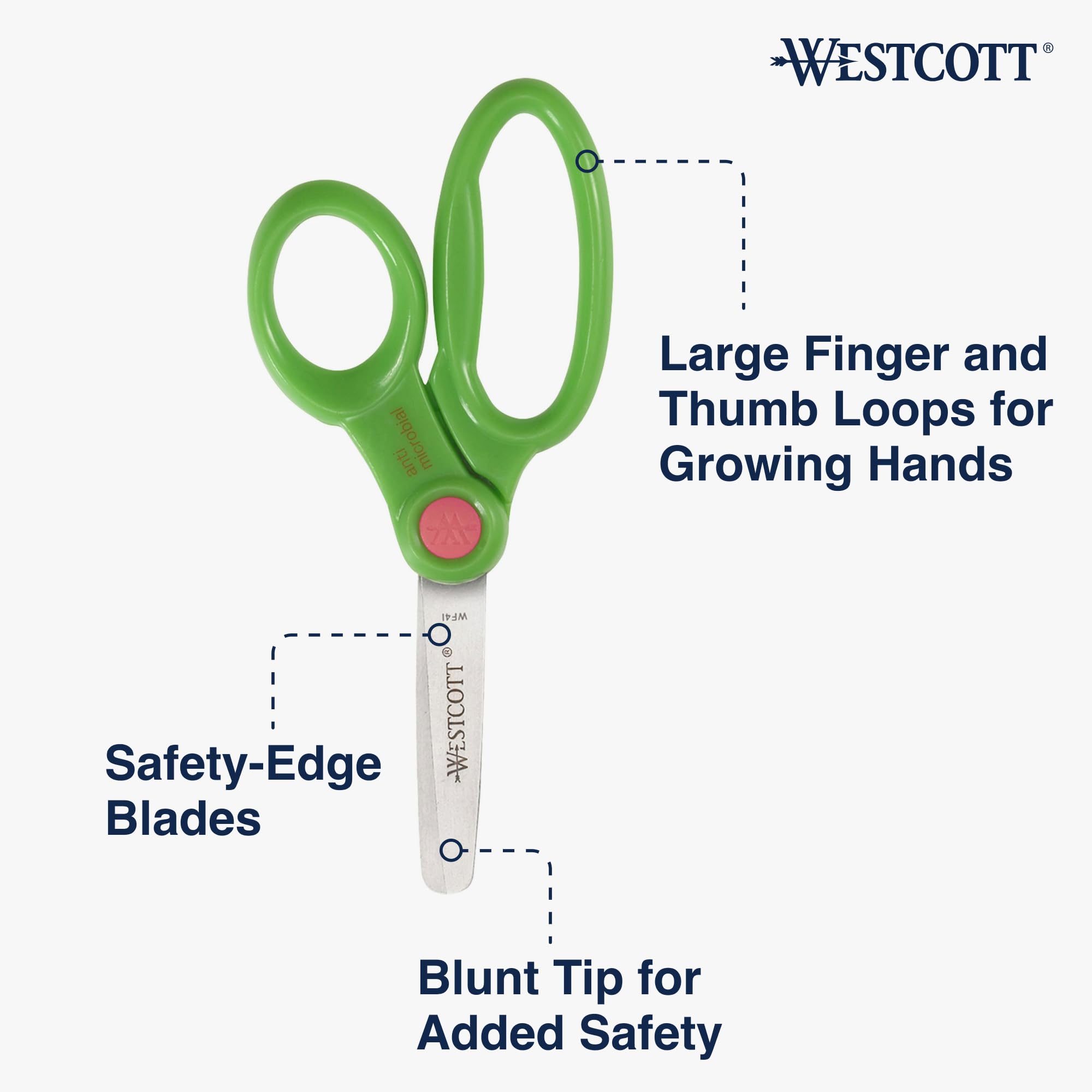 Westcott School Scissor Caddy and 5-Inch Blunt Safety Scissors for Kids, Back to School, Classroom Supplies, Assorted, 24 Pack (14756) - Image 4