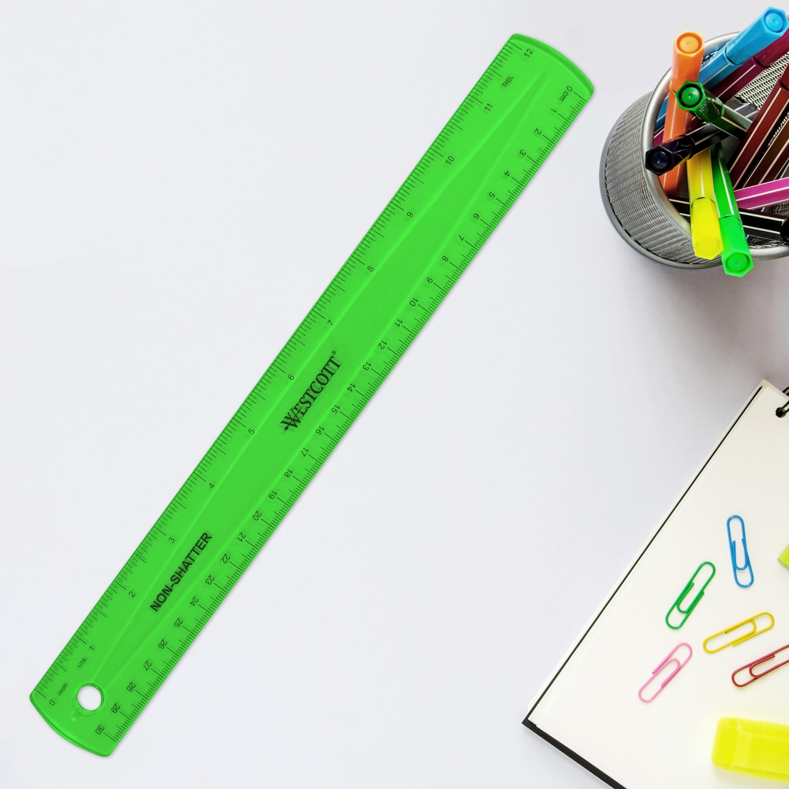Westcott Shatterproof Ruler, 12-Inch, Green, 16012 - Image 4