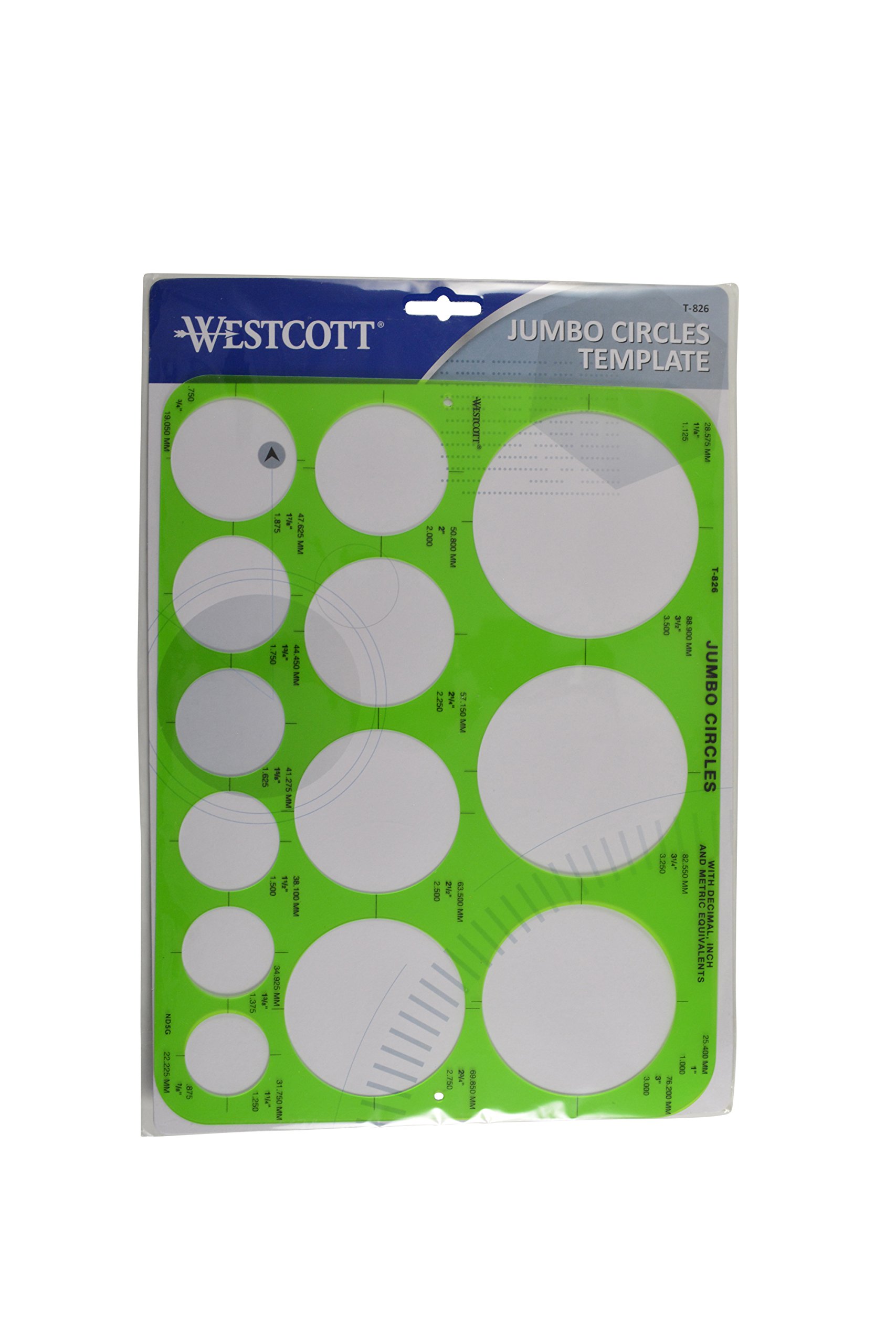 Westcott T-826 Jumbo Circles Template, Plastic Shape Template Tool, 8.75 by 11.5 in - Image 4