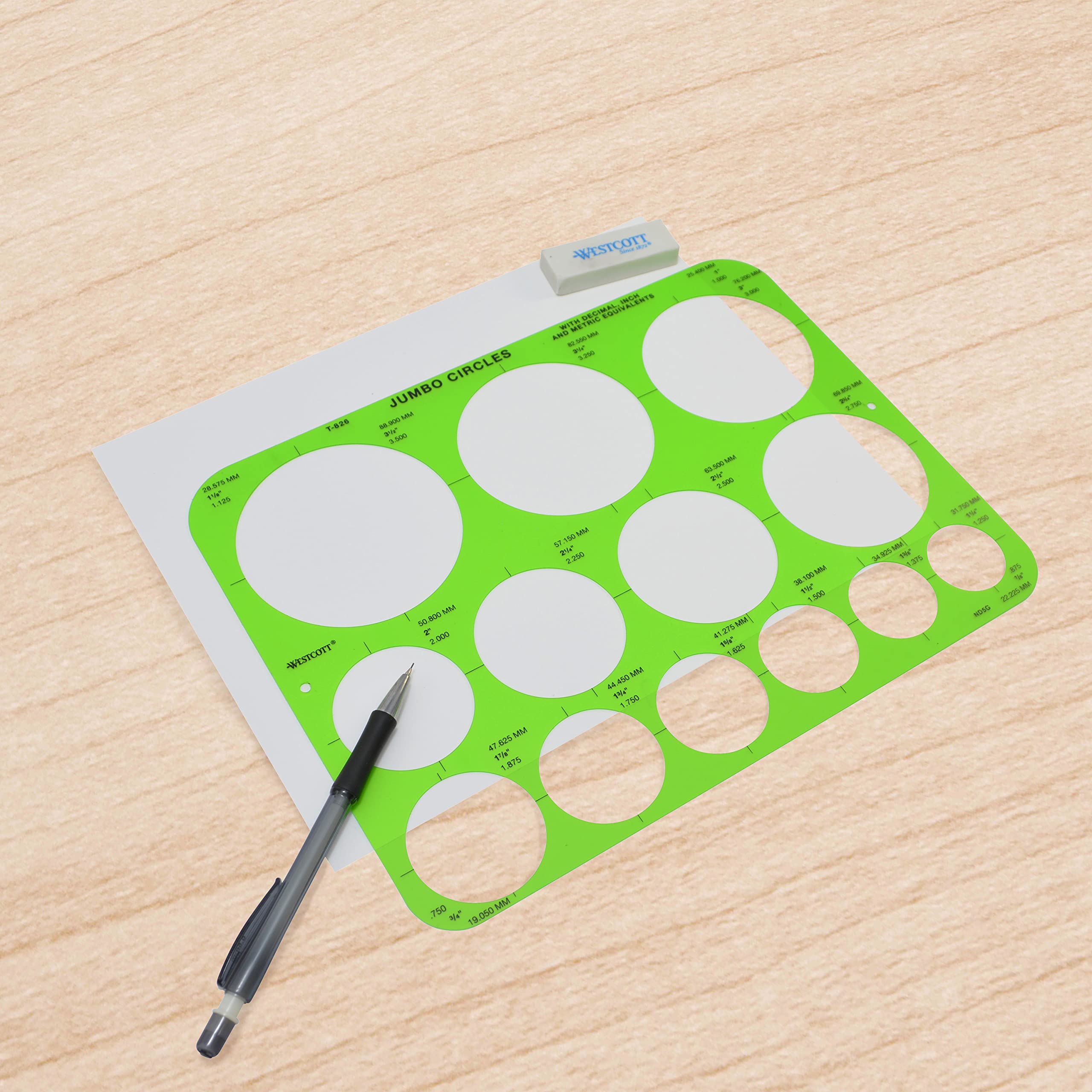 Westcott T-826 Jumbo Circles Template, Plastic Shape Template Tool, 8.75 by 11.5 in - Image 6