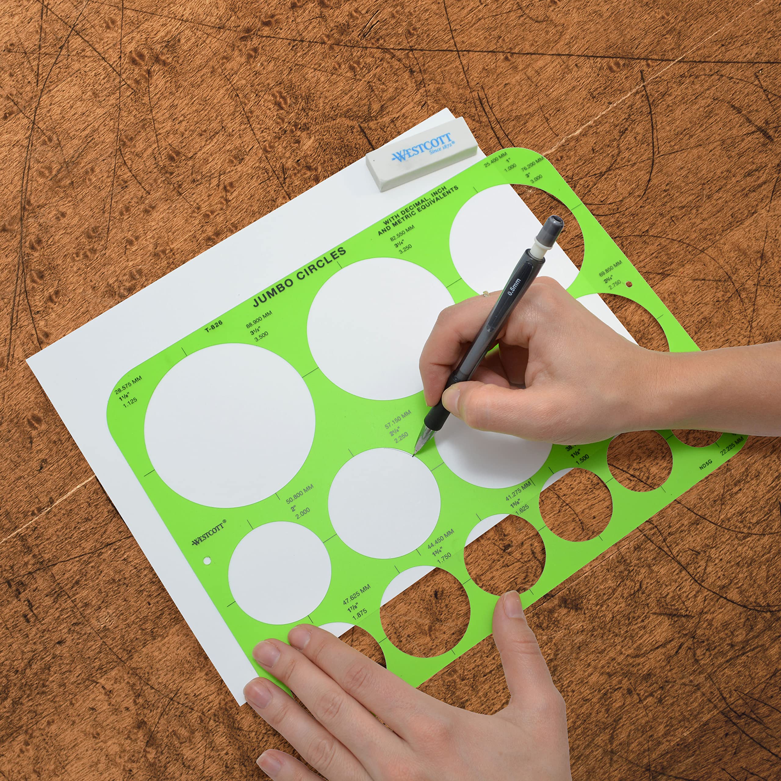 Westcott T-826 Jumbo Circles Template, Plastic Shape Template Tool, 8.75 by 11.5 in - Image 7